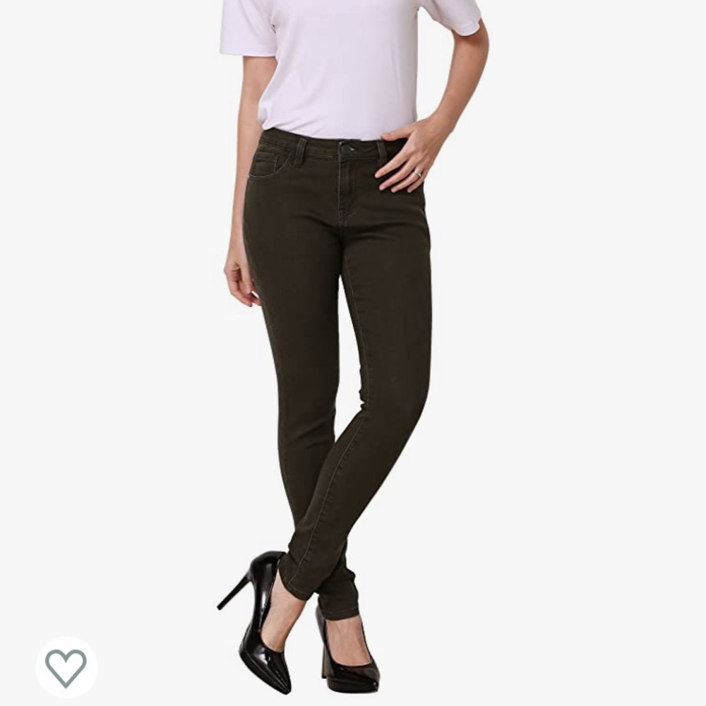 ZLZ Skinny Jeans, Casual Butt Lift Stretch Jeans Leggings (8, Olive Green)